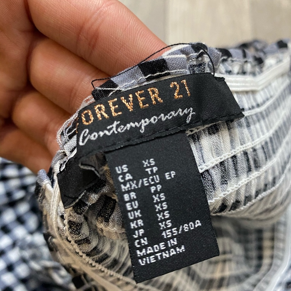 forever 21 gingham off the shoulder dress.